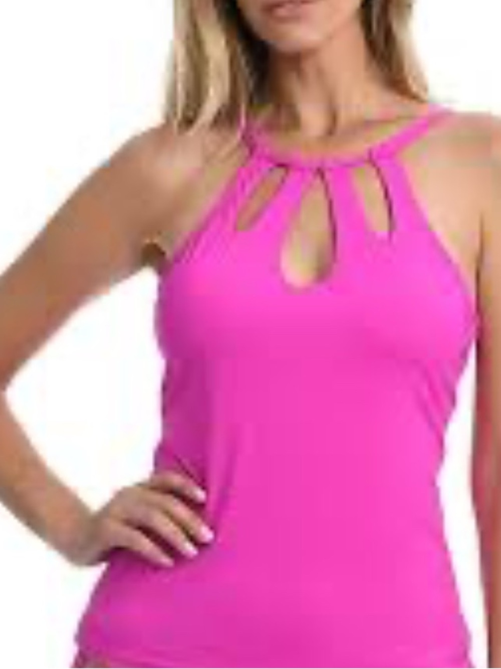 La Blanca Bright Pink Keyhole Halter Tank Top